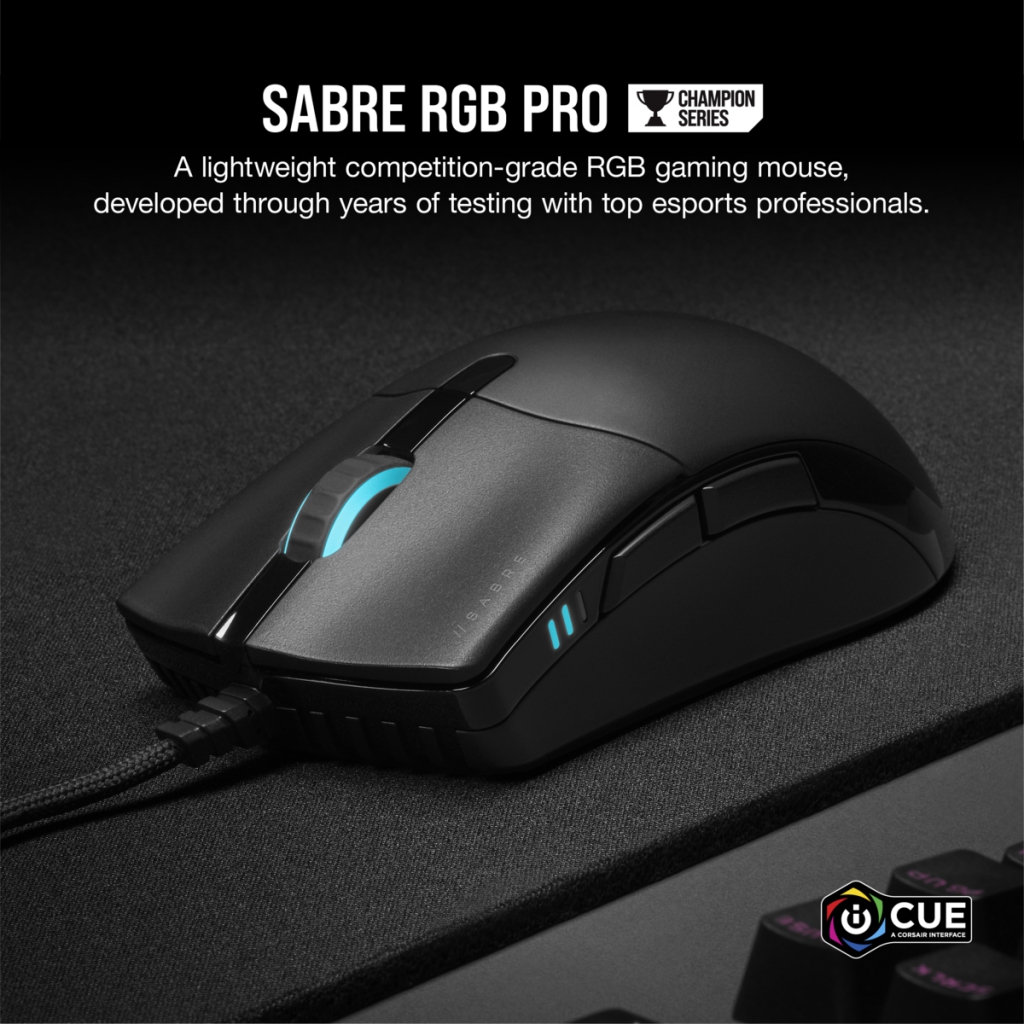 Corsair SABRE RGB PRO souris Droitier USB Type-A Optique 18000 DPI Corsair SABRE RGB PRO souris Droitier USB Type-A Optique 18000 DPI