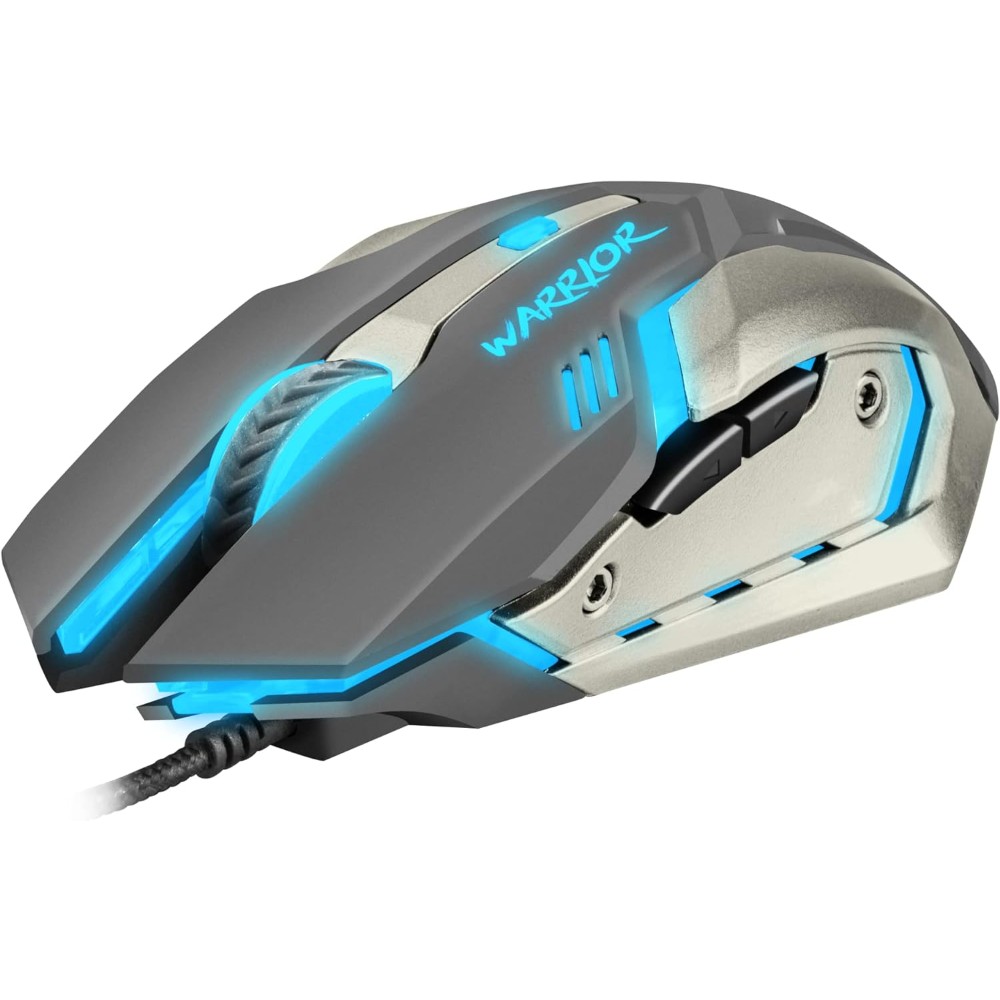 Souris gaming optique filaire Warrior 3200 DPI - Gris & Bleu Souris gaming optique filaire Warrior 3200 DPI - Gris & Bleu