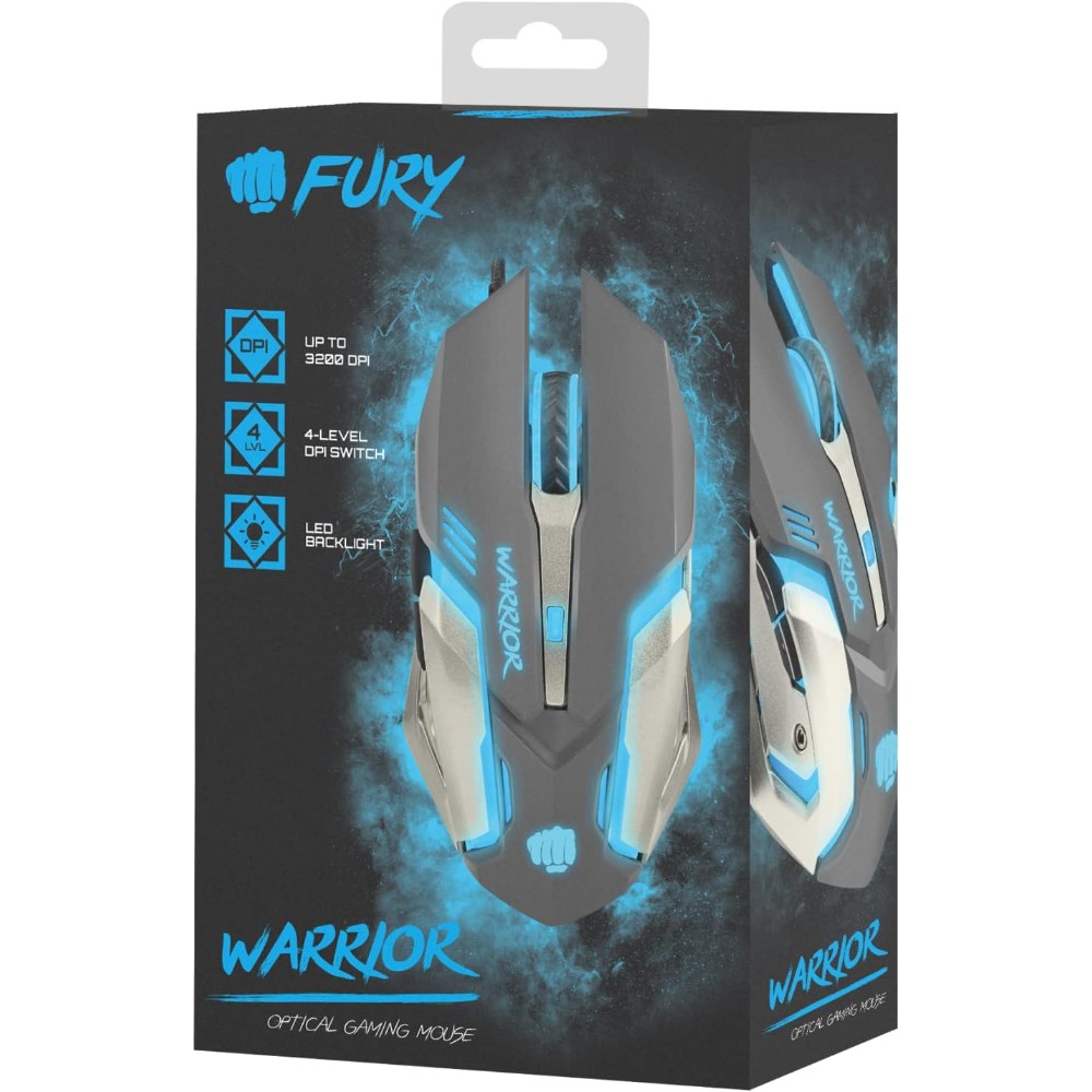 Souris gaming optique filaire Warrior 3200 DPI - Gris & Bleu Souris gaming optique filaire Warrior 3200 DPI - Gris & Bleu