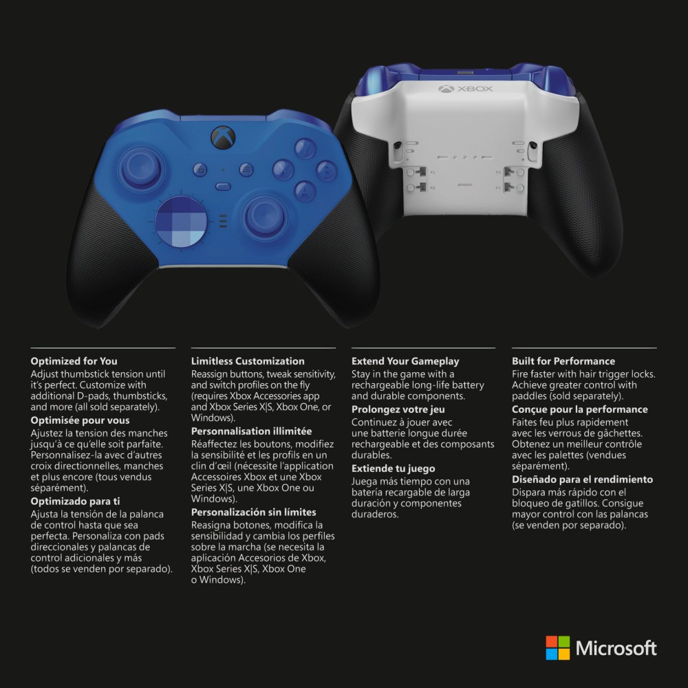 Manette de jeu Xbox sans fil Elite Series 2 Core - Noir & Bleu Manette de jeu Xbox sans fil Elite Series 2 Core - Noir & Bleu