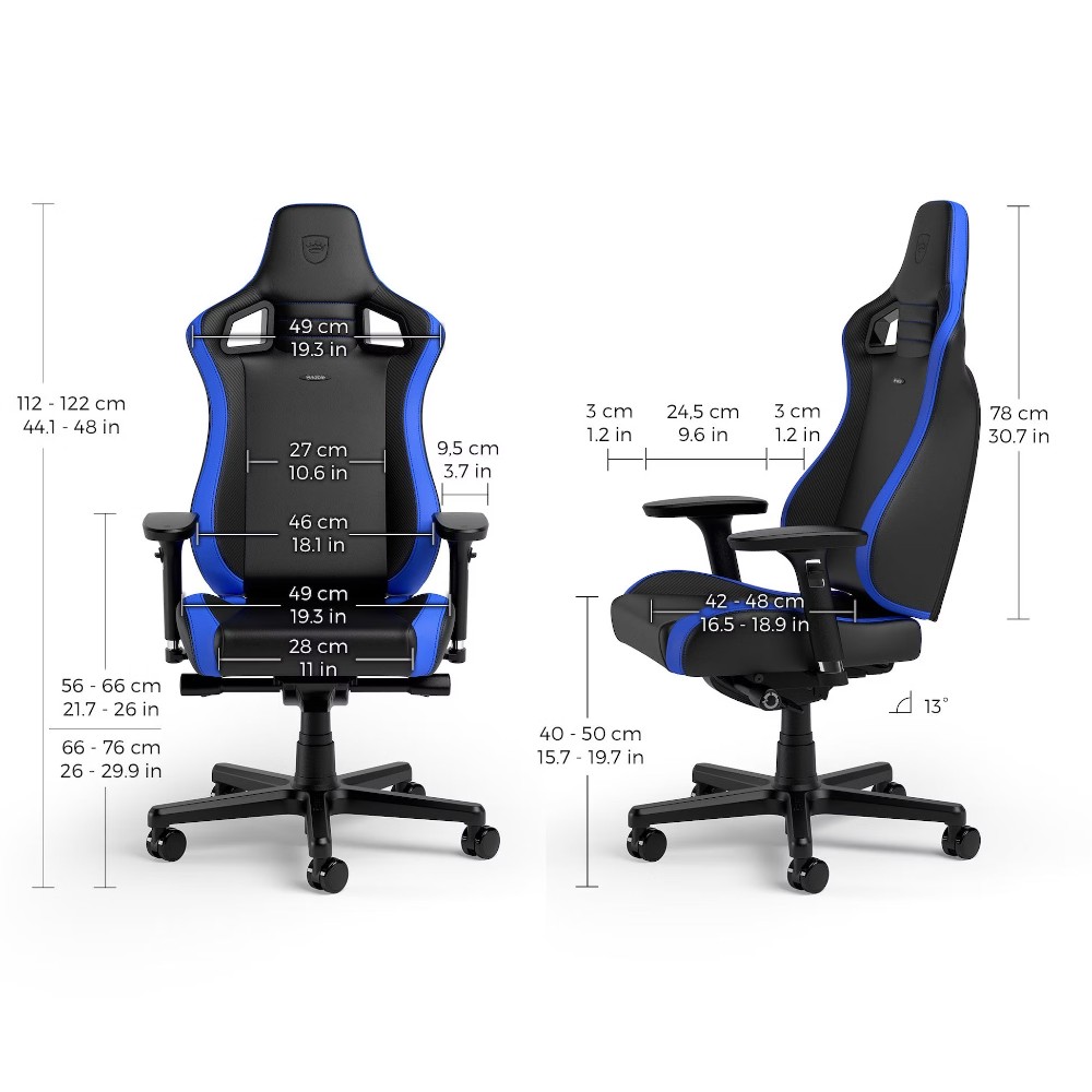 Siège gaming Epic Compact - Noir carbone & Bleu Siège gaming Epic Compact - Noir carbone & Bleu