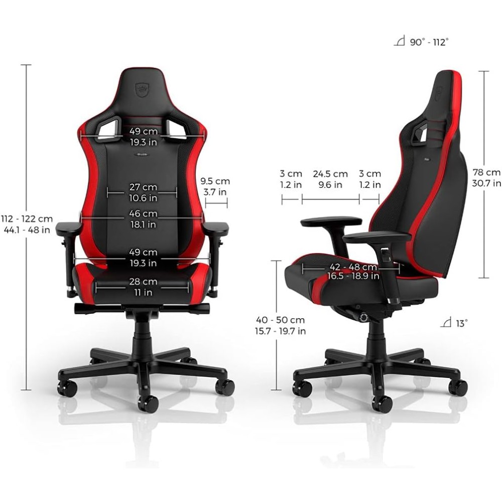 Siège gaming Epic Compact - Noir carbone & Rouge Siège gaming Epic Compact - Noir carbone & Rouge