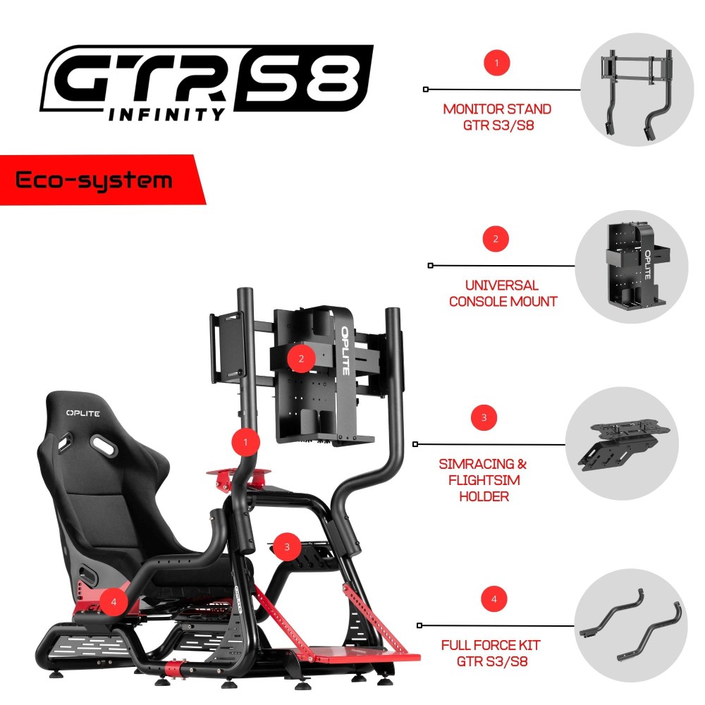 Cockpit de simulation gaming GTR S8 Elite - Rouge Cockpit de simulation gaming GTR S8 Elite - Rouge