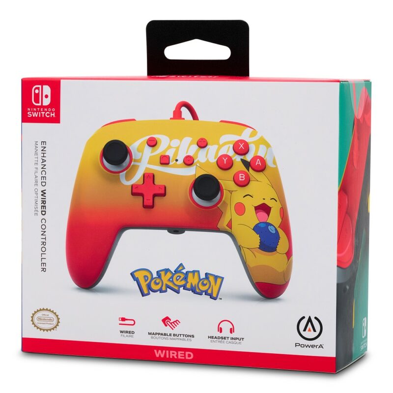 Manette de jeu filaire édition Oran Berry Pikachu pour Nintendo Switch