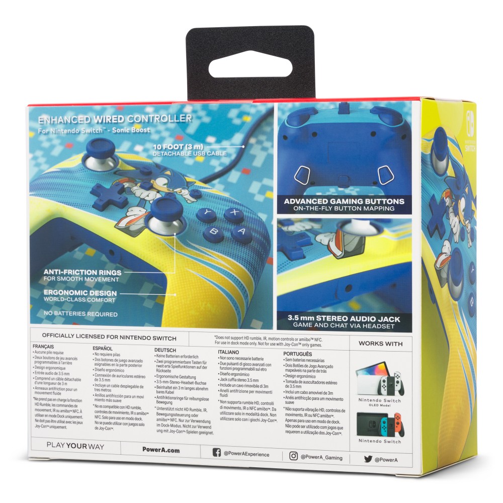 Manette de jeu filaire édition Sonic Boost pour Nintendo Switch Manette de jeu filaire édition Sonic Boost pour Nintendo Switch