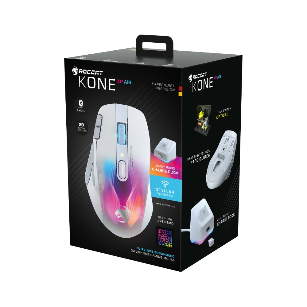 Souris optique sans fil gaming Kone XP Air - Blanc RVB Souris optique sans fil gaming Kone XP Air - Blanc RVB