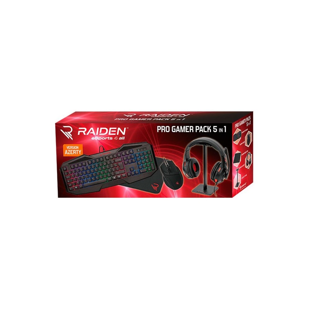 Pack gaming  5 en 1 (clavier + souris + tapis + casque + stand) RAIDEN Pro gamer Pack gaming  5 en 1 (clavier + souris + tapis + casque + stand) RAIDEN Pro gamer