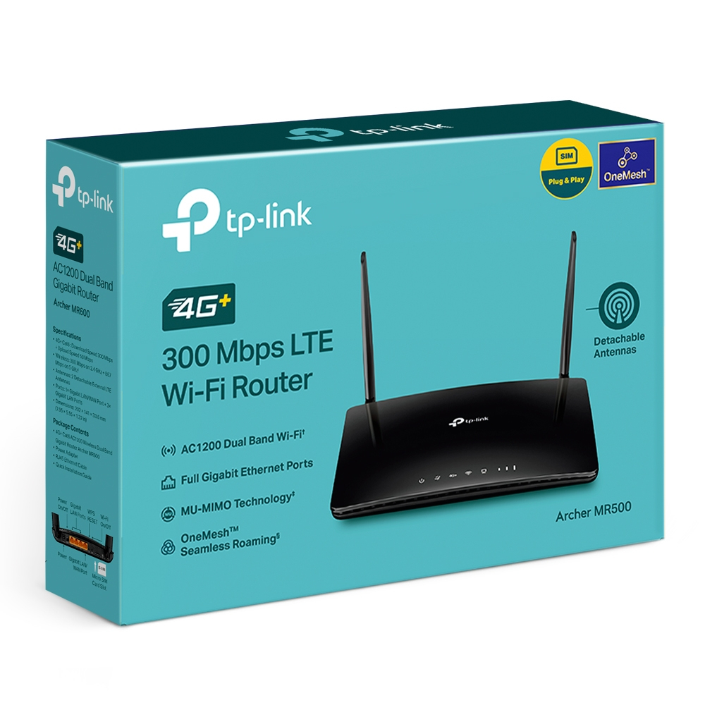 TP-Link Archer MR500 routeur sans fil Gigabit Ethernet Bi-bande (2,4 GHz / 5 GHz) 4G Noir TP-Link Archer MR500 routeur sans fil Gigabit Ethernet Bi-bande (2,4 GHz / 5 GHz) 4G Noir