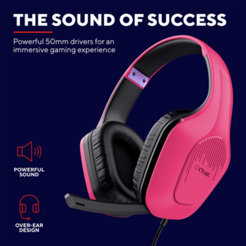 Micro-casque gaming filaire supra-auriculaire GXT 415P Zirox - Rose Micro-casque gaming filaire supra-auriculaire GXT 415P Zirox - Rose