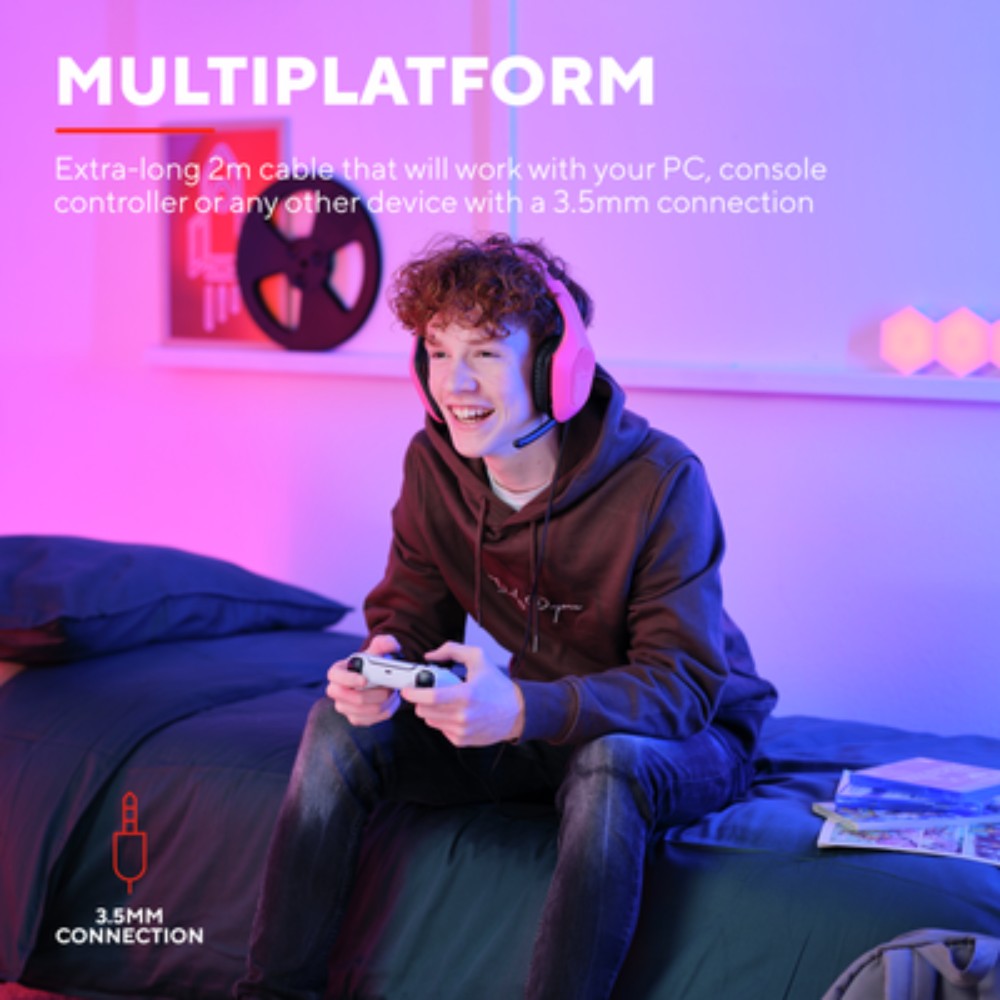 Micro-casque gaming filaire supra-auriculaire GXT 415P Zirox - Rose Micro-casque gaming filaire supra-auriculaire GXT 415P Zirox - Rose